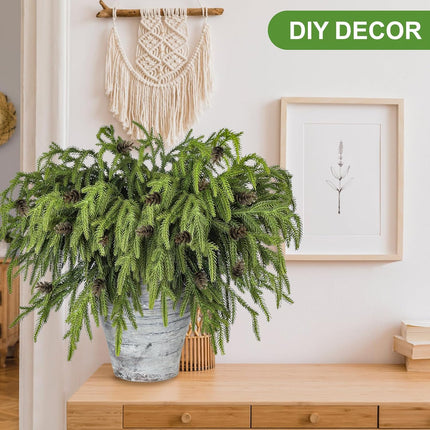 Artgar 12 Pcs Pine Branches - 18 Inch Artificial Pine Branches - Green Pine Stem - Real Touch Pine Branches - Christmas Greenery Pine Branches for DIY Flower Arrangement Home Indoor Christmas Decor