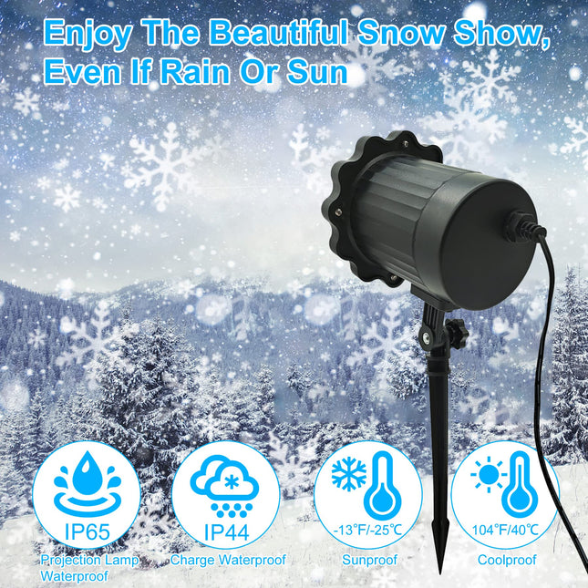 Christmas Snowflake Projector Lights, Dynamic Led Snowflake Projector Lights, White Snow Projection Outdoor and Indoor Decorative Lighting for Halloween Xmas Year Wedding Party Holiday