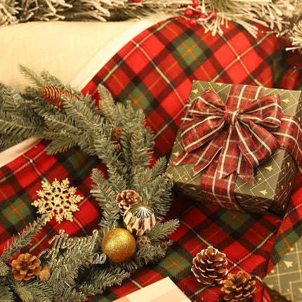 VATIN Red Plaid Ribbon 2-1/2 inch x 10 Yards Tartan Christmas Wired Ribbon,Xmas Tree Ribbon for Topper Bow,Christmas Wreath and Swag,Tree Decoration, Wrapping