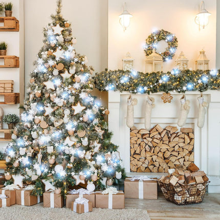 VIHOSE 2 Pcs 20ft Snowflake Lighted Garland Christmas Decorations Hanging Snowflake Decorations Crystal Garland Acrylic Xmas Snowflake Garland with Lights for Winter Holiday Decor (Cold Light)