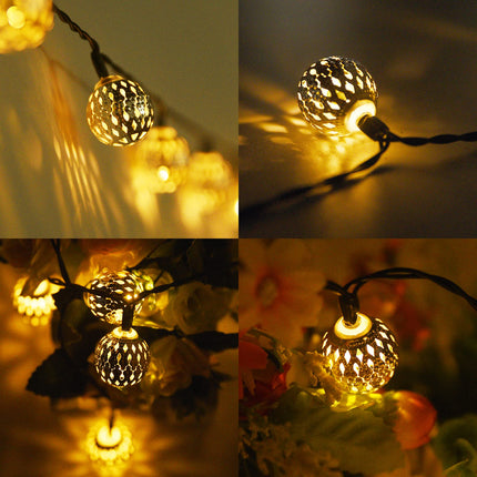 Solar String Lights for Outside, 9.8FT 20LED Outdoor Solar String Lights with 8 Mode, Moroccan Solar Fairy Lights, Waterproof Globe Solar Twinkle Lights for Outside Garden Patio Wedding, Warm White