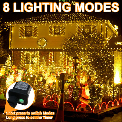 Christmas Lights 1000LED 66FT Waterproof Outdoor Christmas Lights Timer 8 Modes Twinkle Fairy Lights LED String Lights Indoor Christmas Tree Lights for Wedding Party Yard House Decor (Warm White)