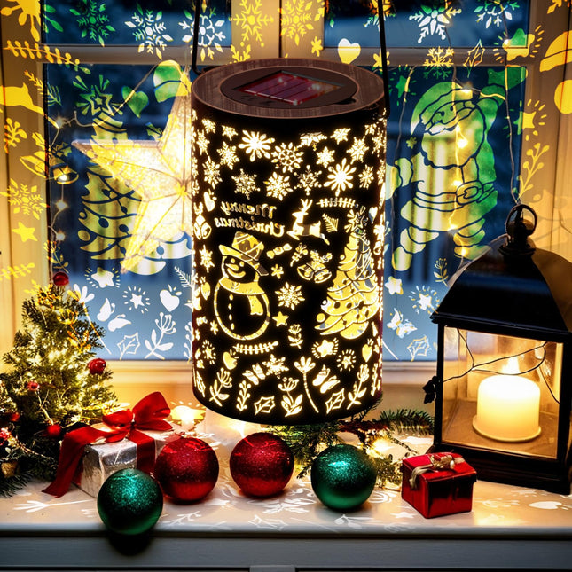 Christmas Solar Lanterns Outdoor with Two Light Modes, Waterproof Hanging Solar Light for Christmas Decoration, Garden décor s for Women, Solar Décor for Porch, Pond, Pathway