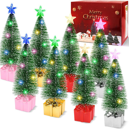 Mini Christmas Tree with Lights, 8 Pack Tabletop Christmas Tree with Lights for Indoor Christmas Decorations Holiday Party Ornagment, Christmas Centerpieces for Tables (8)