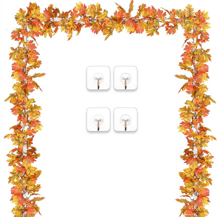 DearHouse 2 Pack Fall Garland Maple Leaf, 5.9Ft/Piece Hanging Vine Garland Artificial Autumn Garland Thanksgiving Decor for Home Wedding Fireplace Party Christmas (Yellow)