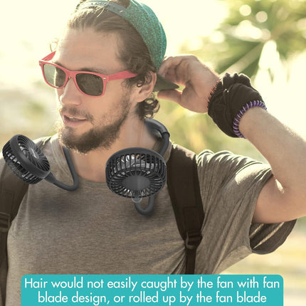 Amacool Neck Fan Battery Operated Neckband Fan HandFree Wearable Personal Fan For Hot Flashes Home Office Travel Outdoor Sports