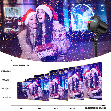 Christmas Laser Projection Lights, Red Blue Green Dynamic Laser Christmas Light Outdoor Projector with Wireless Remote Control, for Indoor/Outdoor Garden, Courtyards, Party，Halloween/Christmas