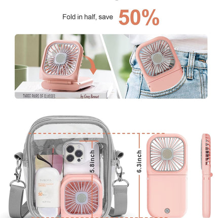 FColor Mini Handheld Fan Portable Personal Fan Rechargeable Mini Fan Usb Operated Cooling Fan Folding Power Bank Neck Travel