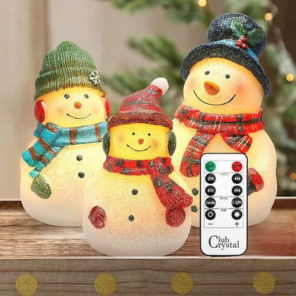 Christmas Flameless Candles, Set of 3 Santa Snowman Real Wax Candles, Battery Operated LED Candles with Remote and Timer for Christmas Tree, Holiday Home Décor (Red)