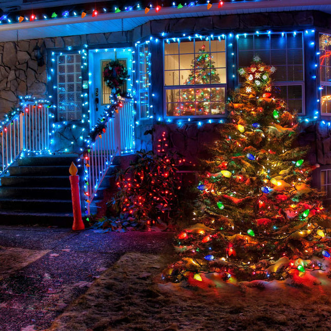 Battery Operated Christmas Lights, 16.5FT 4 Color 50 Bulbs LED Outdoor String Light, 8 Light Modes Xmas Tree Decor Indoor Lights for Holiday Season Christmas Wreath Garland Tree Fireplace Decorations