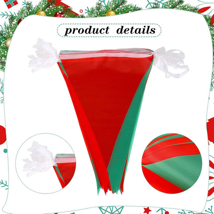 165 ft Christmas Pennant Banner Christmas Decorations Party Decoration Red and Green Pennant Banner Triangle Flag Banner for Christmas Outdoor Indoor Decoration Birthday Party