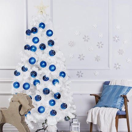 Lulu Home Christmas Ball Ornaments, 20 Ct Pre-Strung Xmas Tree Decorations, Holiday Hanging Balls Blue 3.15"