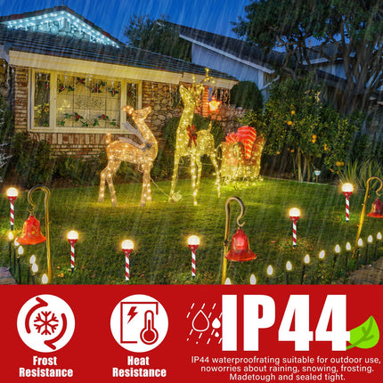 6 Pcs Christmas Solar Pathway Lights Outdoor Stainless Steel Solar Landscape Lights for Yard Patio Garden Outside Christmas Yard Stakes LED Lights Solar Christmas Decorations Outdoor