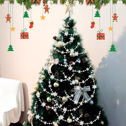 Christmas Snowflake Tree Garland Acrylic Snowflakes Hanging Garland Crystal Snow Flakes Ornaments for Tree Christmas Winter Theme Ornaments for Mantel Curtains Tree, 9.8 Ft/Each (Clear,4 Pcs)