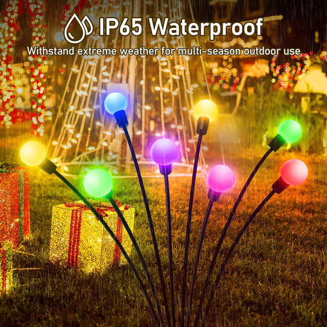 KELME 8 Pack Christmas Decorations Outdoor, 64 LED d Colorful Firefly Solar Christmas Lights Outdoor, Bright Swaying Solar Outdoor Christmas Decorations Christmas Decor for Garden Yard Party