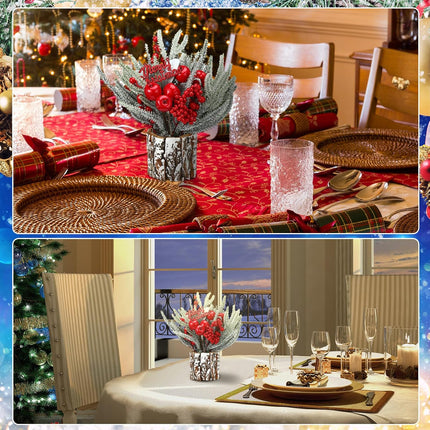 2 Pcs Mini Christmas Tree Table Top Christmas Tree Small Christmas Tree, Tree Decorations with Christmas Ornaments for Home Thanksgiving Christmas Party Decor, Red, Indoor (Classic)