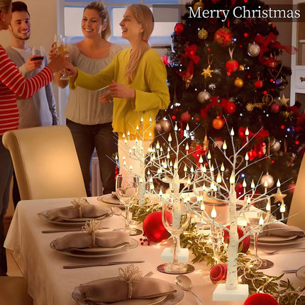2Ft Christmas Candle Lighted Trees for Indoor Decor, d Birch Tree with 24 LED Flameless Candles Lights, USB/Battery Operated Lighted Tree Candles for Home Thanksgiving Christmas Decor