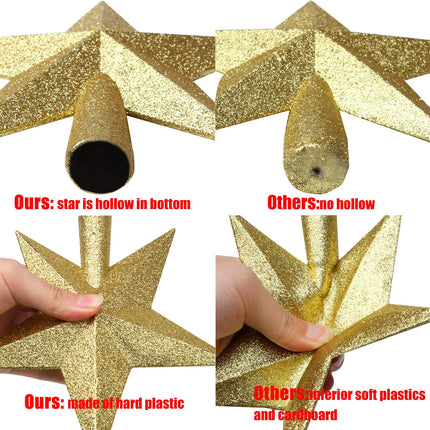 Aneco 4 Pieces 4 Inches Glitter Mini Christmas Tree Topper Mini Xmas Tree Topper Ornaments for Small Christmas Tree Decoration