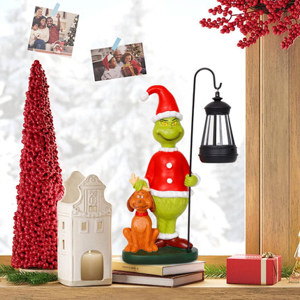 Christmas Decoration Solar Garden Statue Figurine with Light Décor for Outdoor Indoor Home Patio Porch(Style 2)