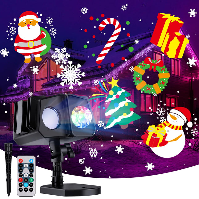 Minetom Christmas Projector Lights Outdoor 26 HD Effects (3D Ocean Wave + Patterns) Waterproof with Timer Landscape Lights for Indoor Holiday Halloween Christmas Night Disco Party, RGB + Multicolor