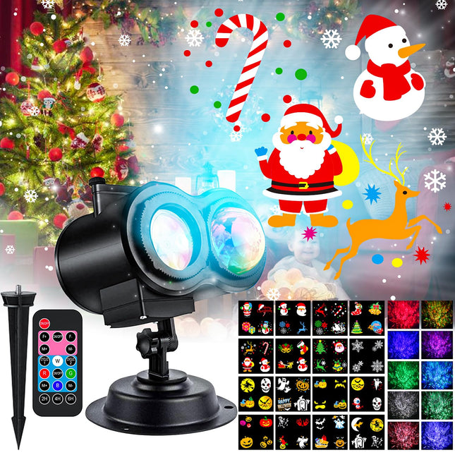 Christmas Projector Lights Outdoor, LED Halloween Projector Lights Outdoor Waterproof with Remote Control, Holiday Projector for Christmas, Halloween, Party, Yard, Garden Decorations