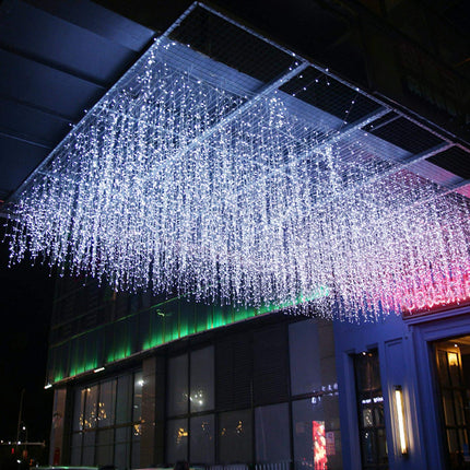 LED Icicle Lights, 13FT 96 LEDs 8 Modes Window Curtain Extendable Fairy Christmas Ceiling Dangling Hanging Twinkle Memory Lights for Party Home Decorations Outdoor Indoor (Cool White, 4M)
