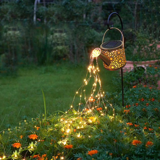 Solar Lights Outdoor Decorative, Metal Solar Watering Can Lights Waterproof, Small Hanging Solar Garden Decor Yard Lights Outside Patio Lawn, s for Mom Grandma Women Birthday(Warm White)