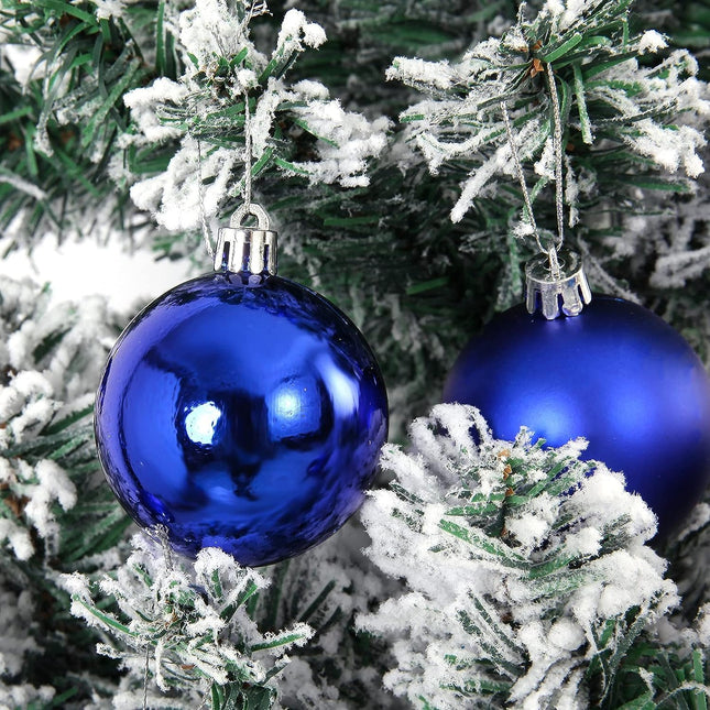 101 Piece Christmas Balls Ornaments Luxury Set Xmas Tree Topper and Hang Rope, Emopeak Christmas Baubles - Shatterproof Mini Holiday Balls for Christmas Decorations (Multi Size, Blue)