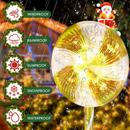 Retisee 10 Pack Lollipop Christmas Pathway Lights 27'' Christmas Lollipop Markers Lights Outdoor Christmas Peppermint Candy Pathway Lights Decorations with Bows for Xmas Holiday Yard Lawn Walkway