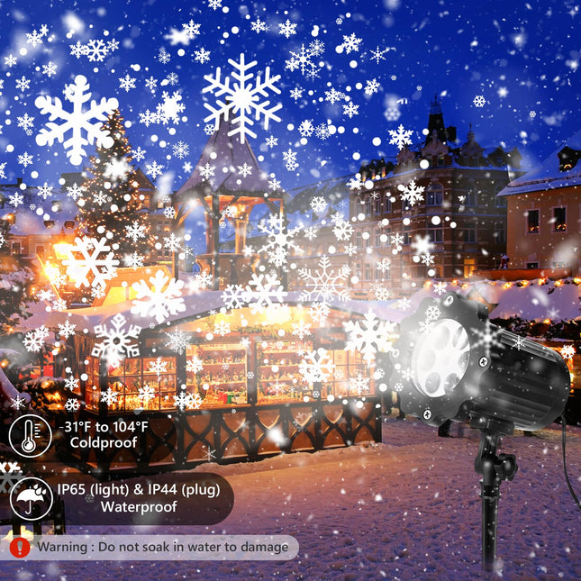 Christmas Projector Lights Outdoor, Waterproof & Adjustable LED Christmas Snowflake Projector Lights Indoor for Halloween, Christmas, Home Birthday Party and Garden Decoration