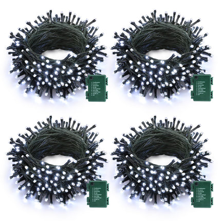 Lomotech Battery Operated Christmas Lights - 4 Pack Total 66ft 200 LED Battery String Lights 8 Modes Waterproof with Timer for Home, Garden, Party, Holiday, Christmas Tree Decoration (White)