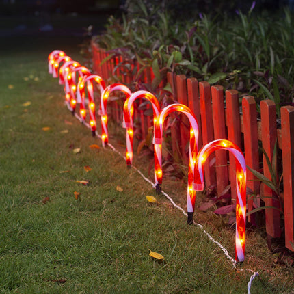 Candy Cane Christmas Lights Outdoor Decorations, Set of 10 Candy Cane Lights Outdoor Pathway for Christmas Candy Decorations,10 inch Lighted Candy Canes Outdoor Christmas Decorations Yard