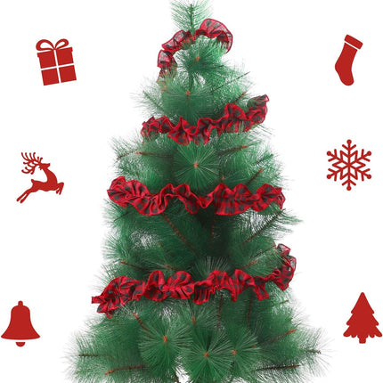 Tatuo 4 Rolls Plaid Christmas Tree Garland Rustic Craft Garland Christmas Tree Ribbon for Christmas Crafts Decoration, Floral Bows Craft, 9 Feet (Black and Red)