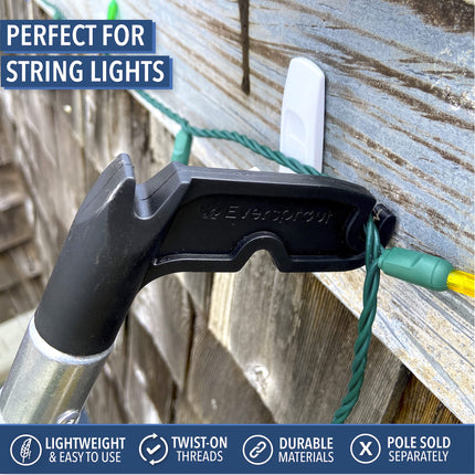 EVERSPROUT Utility Hook Installing and Hanging Christmas Lights, Bird feeders, Reaching High Places Lightweight, Fits on 3/4 inch Acme Thread Pole Tips (Hook Only, No Pole)