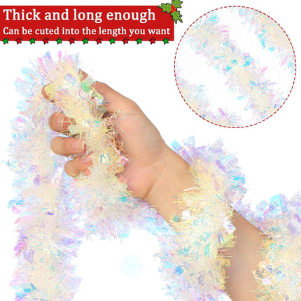 WILLBOND Christmas Tinsel Garland Xmas Metallic Tinsel Twist Garland Glitter Christmas Tree Hanging Wreath Decor for Staircase Railing Banister Indoor Outdoor Ornament (Pink, 52.5ft)