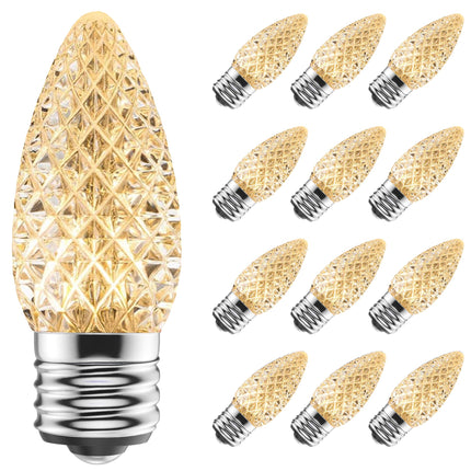 C9 Led Replacement Christmas Light Bulbs, 50-Pack C9 Shatterproof Led Bulbs with E17 Candelabra Base for Christmas String Lights, Waterproof & Dimmable Christmas Village Bulbs - Warm White