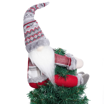 Christmas Tree Topper Gnome Christmas Curtain Tieback Buckle Plush Dwarf Christmas Tree Topper Gnome Decorations Funny Christmas Tree Topper Handmade Christmas Tree Decorations (Grey Hat)