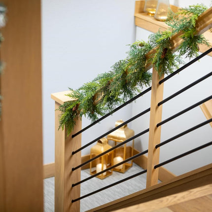 Sullivans 9 Ft Artificial Arborvitae Garland, Christmas Garlands, Garland, Christmas Décor, Winter Garland, Mantel Décor, Realistic Life-Like Aritficial Garland