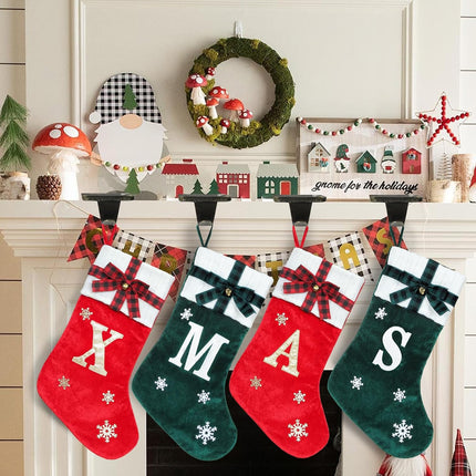 HMASYO Christmas Stocking Holders for Mantle Set of 4, Heavy Duty Metal Stocking Hangers Base, Multi-Use Stocking Hooks for Fireplace Mantel Tables Christmas Home Xmas Party Decoration