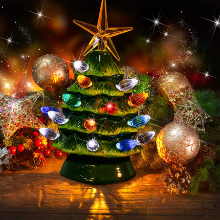 Mudder 206 Pieces Plastic Ceramic Christmas Tree Lights Set, Ceramic Christmas Tree Replacement Lights, Ceramic Christmas Tree Bird Lights and 6 Pieces Stars Replacement Tree Bulb for Christmas Tree