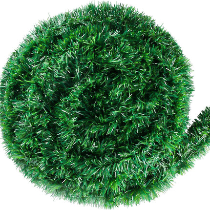 33FT Green Christmas Tinsel Garland Artificial Christmas Pine Decorative Garland Greenery Vine Garland for Christmas Tree Wedding Party