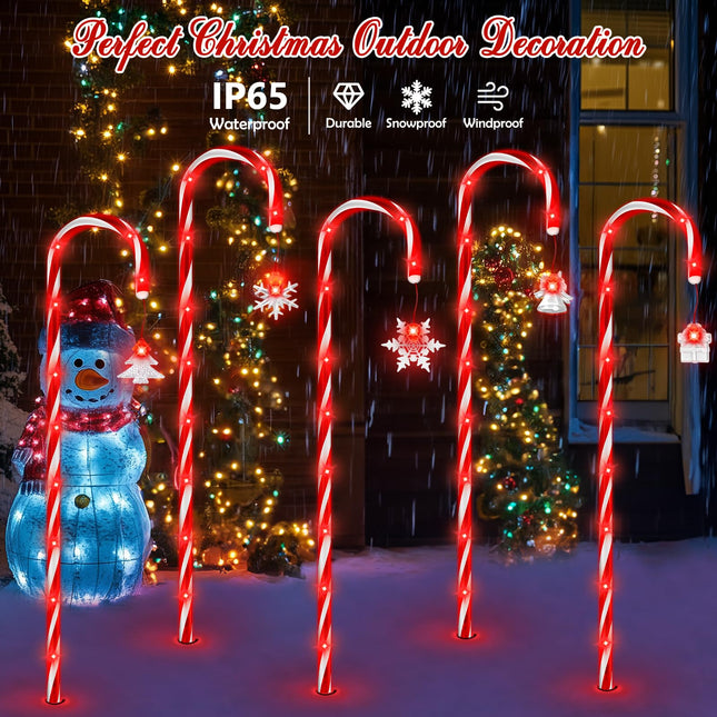 41" Solar Christmas Candy Cane Lights with Remote, 10 Pack 110Led Large Outdoor Christmas Decorations Pathway Lights USB Charge with 8 Modes for Xmas Patio Garden Yard Lawn Holiday Party Walkway Decor