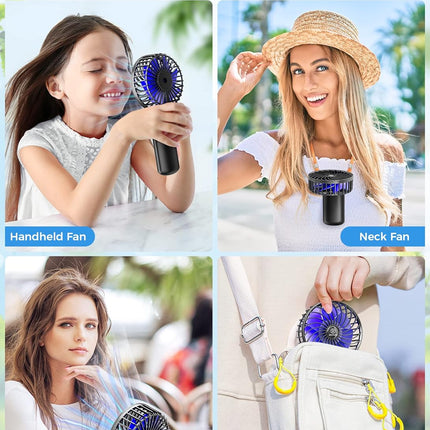 Jzcreater Mini Handheld Fan,Portable Hand Held Fan, 15H Cooling Fan, Quiet 4 Speed, Usb Rechargeable Battery Operated Desk Fan
