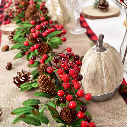 DearHouse 6FT Red Berry Christmas Garland with Pine Cone Garland Artificail Garland Indoor Outdoor Garden Gate Home Decoration for Holiday Winter Year Decor