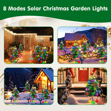 Ninonly 2 Pack Solar Christmas Trees Light,Waterproof 31Inch Solar Garden Christmas Outdoor Lights with 60 LEDs 8 Modes Solar Mini Christmas Tree for Yard Porch Pathway Grave Outside Decoration
