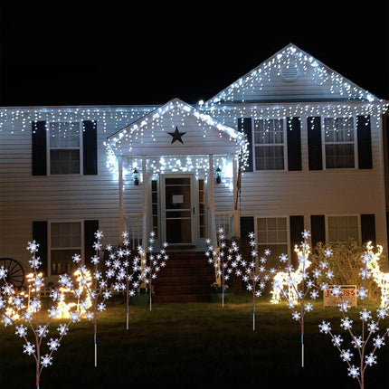 Homeleo 4 Set Snowflake Solar Christmas Lights,Bright White 80 LEDs Prelit Snowflake Tree,Waterproof Pathway Landscape Lights,Solar Decorative Lights for Outdoor Christmas Patio Porch Yard Decorations