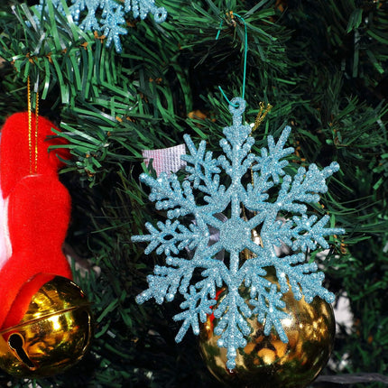 50 Pieces Plastic Snowflake Ornaments Glitter Snowflake Christmas Tree Hanging Decorations with 50 Pieces Hooks for Winter Wonderland Home Decor Xmas Party Favors Supplies