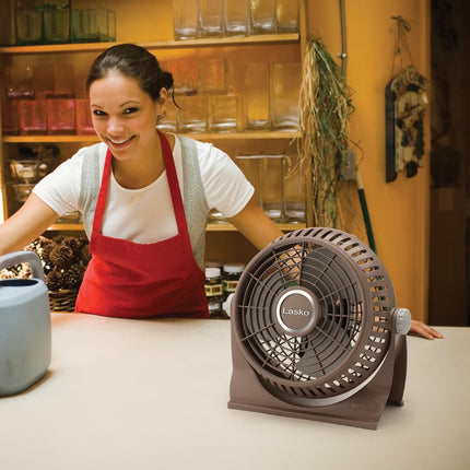 Lasko 505 Small Desk Fan With10Inch Pivoting Head, Portable Electric PlugIn Table Fan Creates A Quiet Personal Cooling Breeze