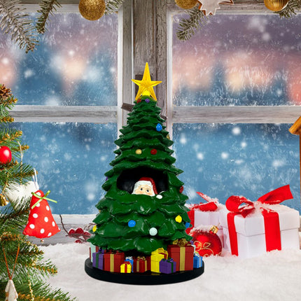 EVOLUX Christmas Tree with Star for Chritsmas Decor, Christmas Table Decorations Centerpieces Mini Xmas Tree with Light Santa Claus Ornaments Tabletop Decor