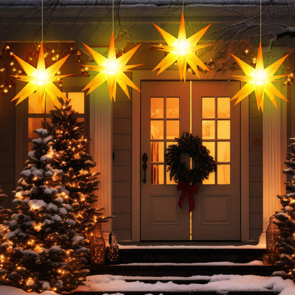 8 Pcs Christmas Large Moravian Star Light Christmas Tree Topper Christmas Advent Star Bethlehem Star Light 3D Hanging Star Light for Outdoor Indoor Christmas Decoration (12 Inch)
